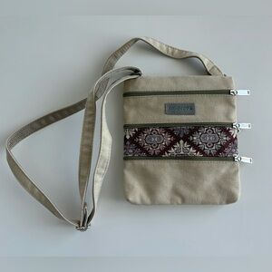 NWT Women’s Handmade Beige Crossbody Bag with Patterned Accent
